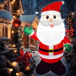 Mimi Funn 4FT Christmas Inflatable Santa Claus Raises his Hand, Blow up Lighted Santa Claus Yard Decoration Suitable for Christmas Indoor Outdoor Xmas Yard Party Holiday Garden Decor