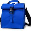 SUNNY BIRD Insulated Lunch Bag Rolltop Lunch Box Tote Lunchbox Bag for Women, Men, Adults and Kids (Blue)