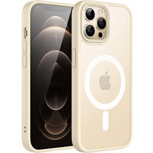 JETech Magnetic Case for iPhone 12 Pro Max 6.7-Inch Compatible with MagSafe, Translucent Matte Back Slim Shockproof Phone Cover (Beige)