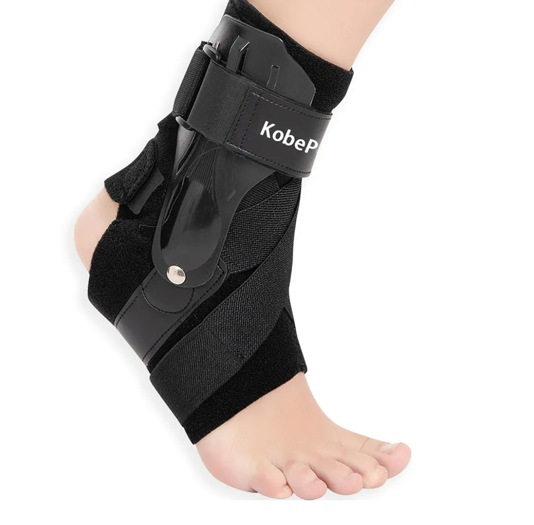 Ankle Brace with Side Stabilizers - Adjustable Ankle Support Sprained Ankle Brace for Ankle Sprained, Achilles Tendon, Plantar Fasciitis, Injury Recovery, Ankles Support for Running, Basketball, Football (Black, X-Large)