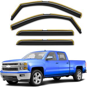 In-Channel Extra Durable Rain Guards Fit for 2014-2018 Chevy Chevrolet Silverado/GMC Sierra Crew Cab Truck,Vent Window Visors, Window Deflector, Vent Shades Car Accessories -4 pcs