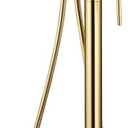 Freestanding Bathtub Faucet Floor Mount Free Standing Faucet Tub Filler Brass Bathroom Tub Faucets Swivel Gooseneck Spout with Hand Shower Mixer Taps Brushed Gold