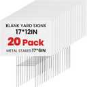 20 Pack Yard Signs with Metal Stakes, Custom Yard 17 x 12 Inches, Corrugated Plastic Board for Sale Sign Outdoor, Rent, Guidepost, Garage Sale Signs, Birthday Party