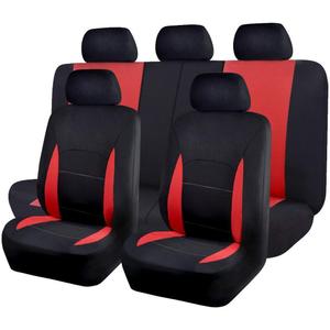 Flying Banner Car Seat Covers Full Set Front Seats and Rear Bench Polyester car seat Protectors Black Gray Purple airbag Compatible Rear Bench Split (Black Red)