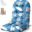 Uthem Adirondack Chair Cushion Waterproof Indoor Outdoor Rocking Chair Cushion 44 Inches Patio High Back Chair Cushions Thickened Adirondack Rocking Chair Cushions with Ties, Blue Leaf