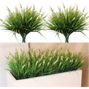 alyptus Outdoor Artificial Flowers 12 Bundles Plastic Plants Faux White Flower Fake Monkey Grass for Planters Dcor Outside (White)