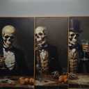 FWIEXA Halloween Skeleton Canvas Wall Art Set of 3, Gothic Skull Framed Painting Artwork, Dark Reaper Prints, Creepy Spooky Decor 24x36In for Party, Bar, Gift, Living Room, Bedroom