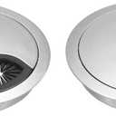 uxcell Cable Hole Cover, 3.1Inch/80mm Zinc Alloy Desk Wire Cord Cable Grommets Hole Cover for Office PC Desk Cable Cord Organizer, 2Pcs Bright Silver