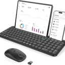 Seenda Bluetooth Keyboard and Mouse for iPad, CTU-301 Wireless Multi-Device Connection Bluetooth+2.4G Keyboard Mouse Combo with Tablet Holder for iPad/MacBook/Windows, iOS/Andriod/Phone, Black