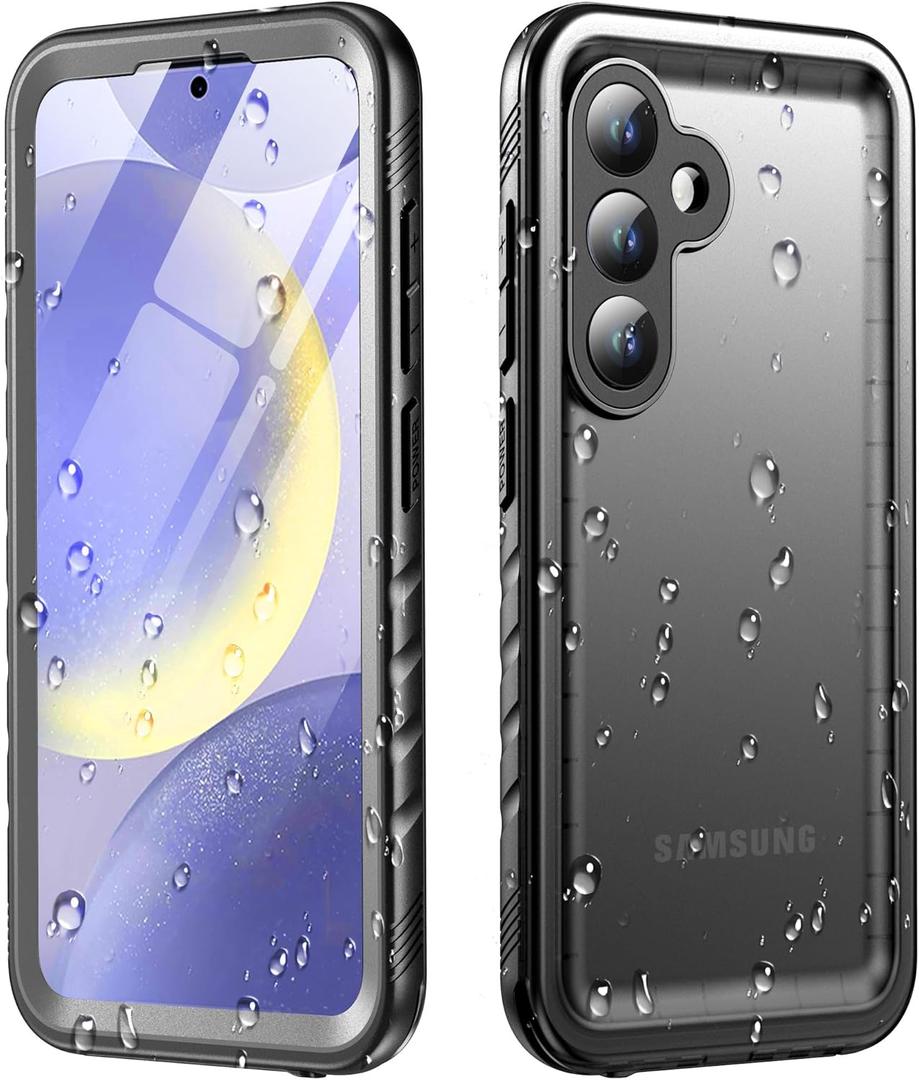 Cozycase for Samsung Galaxy S24 Waterproof Case - 360 Heavy Duty Full Body Protection/Shockproof/Dustproof/Double/Front and Back/IP68/S 24 Protective Case with Screen/Camera Protector Slim Black