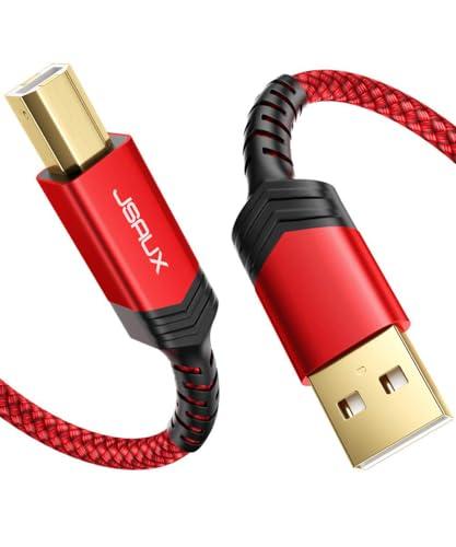 JSAUX 6FT USB Printer Cable - USB 2.0 Type A Male to B Male Scanner Cord for HP, Canon, Epson, Dell, Brother, Lexmark, Xerox, Samsung and Piano, DAC
