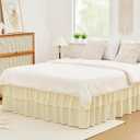 Vocander 2 Layer Bedskirt,Cream Yellow Queen Size Bed Skirt 18 Inch Drop Easy to Put On,Elastic Wrap Around Dust Ruffle for Bed Frame & Mattress,Luxury Bedskirt for Adjustable Bed Microfiber Fabric