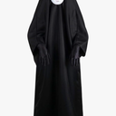 Women Men Black Hoodies Robe Costume with Mask & Gloves for Cosplay Halloween Carnival Theme Party