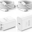 2 x iPhone 17 16 Charger, 45W USB C Charger Block & 100W USB-C Cable (2-Pack), PD3.0/PPS Fast Charging for iPhone 17 Air/16/15 Plus Pro Max, Galaxy, iPad, MacBook,Pixel, ETL-Certified,Ultra-Compact Design