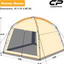 CAMPROS CP Screen House Room with 1 Side Wind/Sun Panel Canopy Tent Camping Tent Screen Shelter Gazebos for Patios Outdoor Camping Activities, 10'X10'X86in(H) - Beige