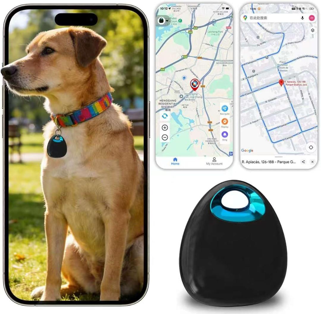 GPS Tracker for Dogs & Cats Waterproof, Lightweight, Mini Real-Time Pet Locator with 1-Year Battery, No Subscription or SIM Required, Track History, iOS & Android Compatible Now 2026