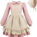 LTAKK Pioneer Dress Girls Colonial Costume Prairie Pilgrim Girl Dresses with Pinafore and Headscarf Small