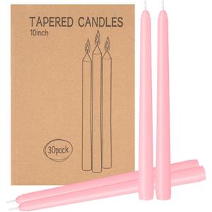 LYOBATH 30 Pack Pink Taper Candles - Taper Candles 10 Inch Dripless, Smokeless & Unscented - 8 Hours Long Burning - Ideal for Weddings, Dinner Parties, and Home Decor