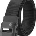 FAIRWIN Ratchet Belt Men - Tactical Stretch Nylon Web Work Belts, Gift for Casual Jeans, Pants, Golf, and Everyday Use (L(Waist 42"-46"), Black)