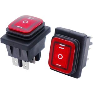 Twidec/2Pcs Waterproof 12V DC Rocker Switch Red LED Light Illuminated 16A 6 Pins 3 Position ON/Off/ON DPST Toggle Switch Boat Or Car KCD4-203N-R-W