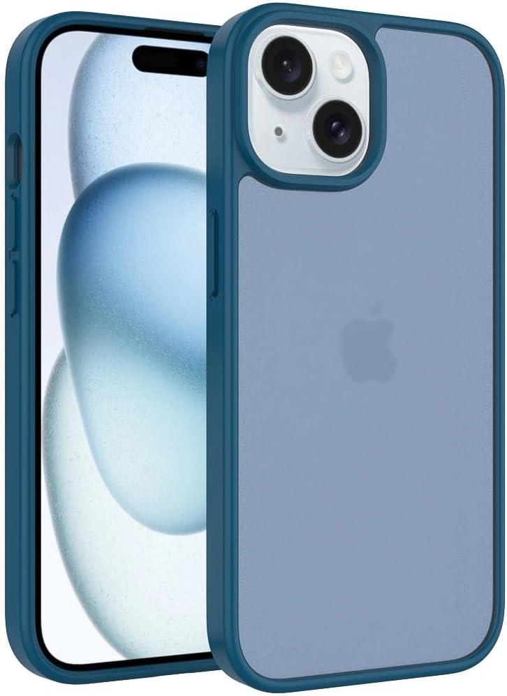 Compatible with iPhone 15 Case, Anti-Fingerprint Matte Coating, Protective Hard Back Slim Translucent Case for iPhone 15-6.1", Blue