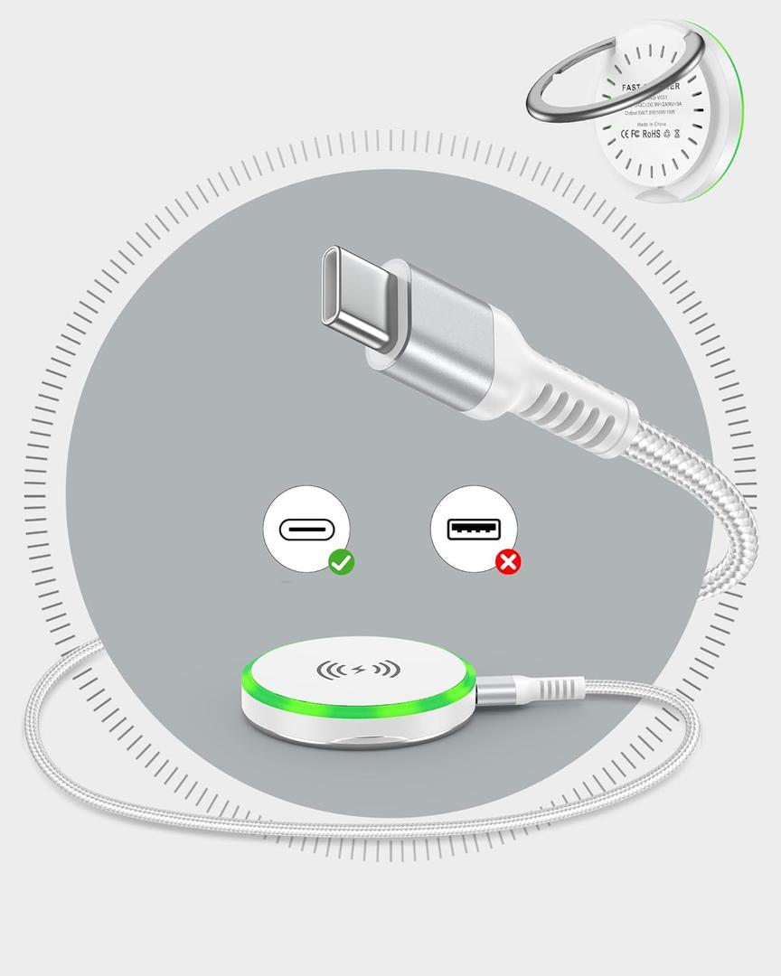 Pixelsnap MagSafe Wireless Charger Pad Stand 15W Fast Charging Magnetic Pad for iPhone 17/16/15/14, Google Pixel 10/9a/9/9 Pro XL, Samsung Galaxy S25/S24, AirPods, Qi-Enabled Android Cordless Charger