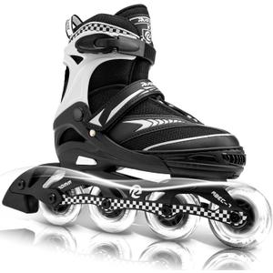 Adjustable Inline Skates for Boys and Girls with Full Light Up Wheels, Outdoor Rollerskates for Kids and Women (X-Large - Adult (9.5W-12W/8.5M-11M), White)