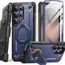 TONGATE for Samsung Galaxy S26 Ultra Case with 360 Spin Magnetic Stand, Compatible with MagSafe, Built-in Screen Protector & Belt Clip, Non-Slip Military Grade Protection Case for S26 Ultra, Blue