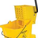 Carlisle FoodService Products 26-Quart Commercial Mop Bucket with Side-Press Wringer, Precision-Molded Polypropylene, Durable Wringer, Bucket with Non-Marking Casters, 18.5 x 16.5 x 23 Inches, Yellow