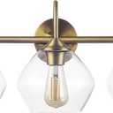 Globe Electric 63000103 26" 3-Light Vanity Fixture, Brass Finish, Clear Glass Shades, Beauty Room Accessories, Bathroom Lighting Over Mirror, Makeup Lights, Wall Light, Home Essentials, House Dcor, 11.37 inches