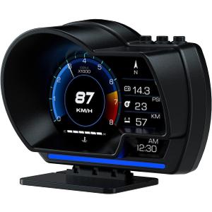 wiiyii obd2 Gauge Display Heads up Display for Cars Car HUD Head Up Display P6, OBD+GPS Smart Gauge, obd2 Speedometer with Speed,RMP,Water Temperature,Overspeed Alarm,Works Great for Most Cars