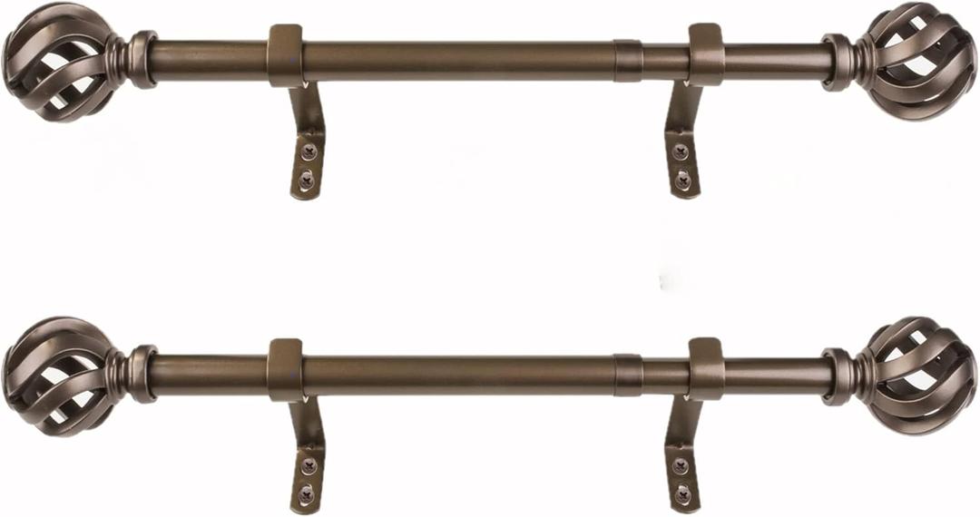 Decopolitan 1" Cage Side Curtain Rod Pair, 12 to 20 Inches, Dark Bronze