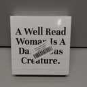 Funny Librarian Bookish Appreciation Thank You Gift for Women Book Lovers Her Friend Coworkers Librarian A Well Read Woman Desk Decor Decorative Wooden Box Sign 5 X 5 Inch