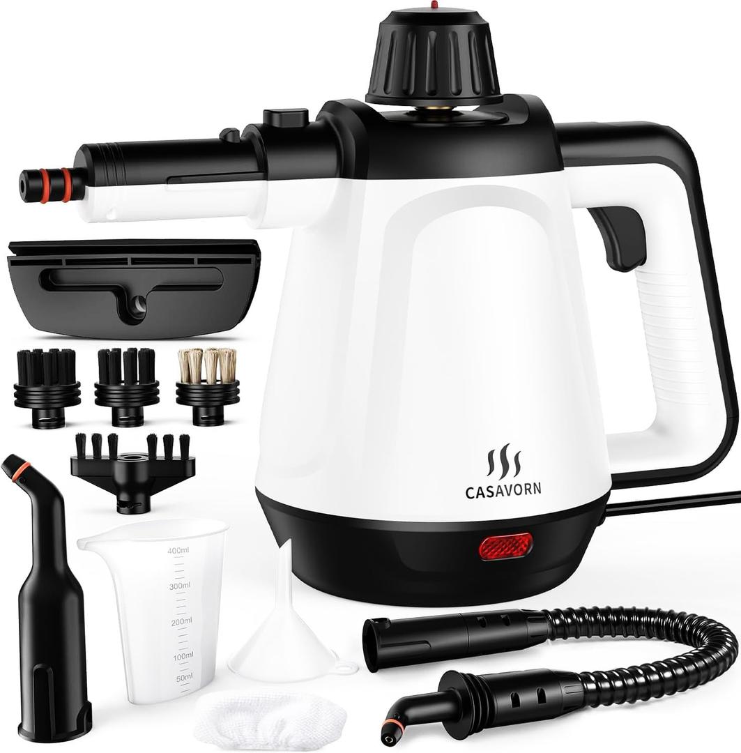 1200W Handheld Steam Cleaner for Home, Powerful Natural MultiSurface Steam Cleaner with 12 Accessories, 13.5oz Pressurized Steamer for Deep Cleaning Tile, Grout, Showers, Bathrooms, Kitchens & Car