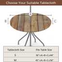 Sandy Brown‌ Wooden Round Outdoor Tablecloths with Umbrella Hole Circle Fitted Tables Cloth with Elastic Tablecloth 36"-44" Waterproof Umbrella Table Cloths Round Elastic Table Cover for Patio