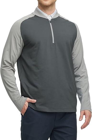 M MAELREG Quarter Zip Pullover Men Moisture Wicking Micro Fleece Performance Raglan Collarless Golf Sweatshirts for Men, M