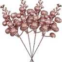 36Pcs Rose Gold Christmas Glitter Berries Stems, 7.5 Inch Artificial Christmas Picks, Glitter Berry Branches, Berry Holly Picks Stems for Christmas Tree Ornaments, DIY Xmas Wreath Party Home Decor