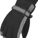 MAGARROW Kids Winter Warm Gloves Windproof Water-Resistant Snow Boys Girls Sport Gloves, X-Small (Fit Kids 4-6 Years), Black & Gray sides