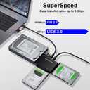 USB 3.0 to SATA IDE Adapter Hard Drive Reader, USB + Type C to External Hard Drive Disk HDD Converter Kit for Universal 2.5" 3.5" IDE HDD, 2.5" SSD, with 12V/2A Power Adapter