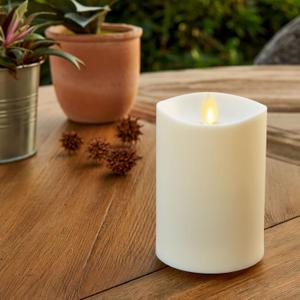 Luminara Realistic Artificial Moving Flame Outdoor Pillar Candle - Moving Flame LED Battery Operated Lights for Outside Christmas, Thanksgiving - Remote Ready - Remote Sold Separately - 3.25" x 5"