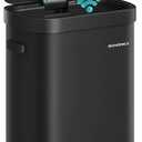 SONGMICS Motion Sensor Trash Can, 13-Gallon (50 L) Automatic Garbage Can with Soft Close Lid, Stainless Steel, Wave or Touch to Open, Includes 15 Bags, Ink Black ULTB640B01
