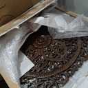 Floral Wood Carved Wall Art Panel. Decorative Bali Asian Home Decor Headboard (24"x24", Brown)
