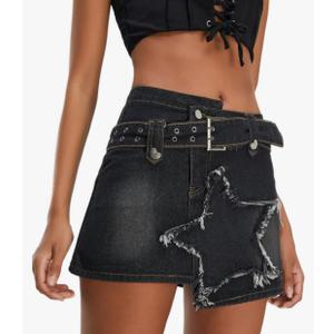 Kisidoo Women's Denim Skirt Vintage Star Patchwork Party Club Jean Skirt Casual Y2k Mini Skirt Skorts Skirts for Women