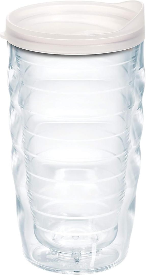 Tervis Clear & Colorful Lidded Made in USA Double Walled Insulated Tumbler Travel Cup Keeps Drinks Cold & Hot, 10oz Wavy, Frosted Lid