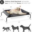 WESTERN HOME Cooling Elevated Dog Bed for Large Dogs, Portable Indoor & Outdoor Raised Dog Bed with Breathable Mesh, Chew Proof Pet Hammock Cots with Removable and Waterproof Bolsters