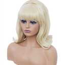 Rugelyss Short Blonde Wig with Bang Retro Bouffant Beehive Wigs fits 80s Costume or Halloween Party