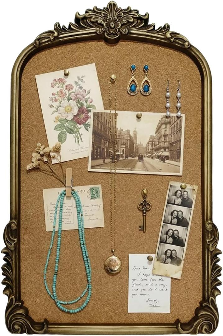 Cork Bulletin Board for Walls, 18"x26.7" Large Wood Framed Pin Board, Vintage Picture Photo Pinboard, Vision Prayer Board for Home Office Room Decor