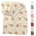 Premium Soft Cotton 52x28 Inches Muslin Crib Sheets Fitted Crib Mattress Sheet for Baby Girls & Boys, Soft Boho Neutral Toddler Bedding Bed Sheets Fits Well Standard Size Crib Mattress 28x52 Inches (E - Teddy Bear)