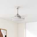 STERREN Retractable Ceiling Fans with Lights,42 Inch Modern Low Profile Bladeless LED Ceiling Fan Lights with Remote Control Smart Brushed Nickel Ceiling Fan for Bedroom Living Room