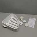 LEVERLOC Corner Shower Caddy Suction Cup, Shower Caddy Basket Powerful Suction Bathroom, Waterproof & Rustproof Organizer for Bathroom Storage, No-Drilling Removable (White)